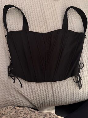 Fashion Nova Black Corset Crop Top with Straps